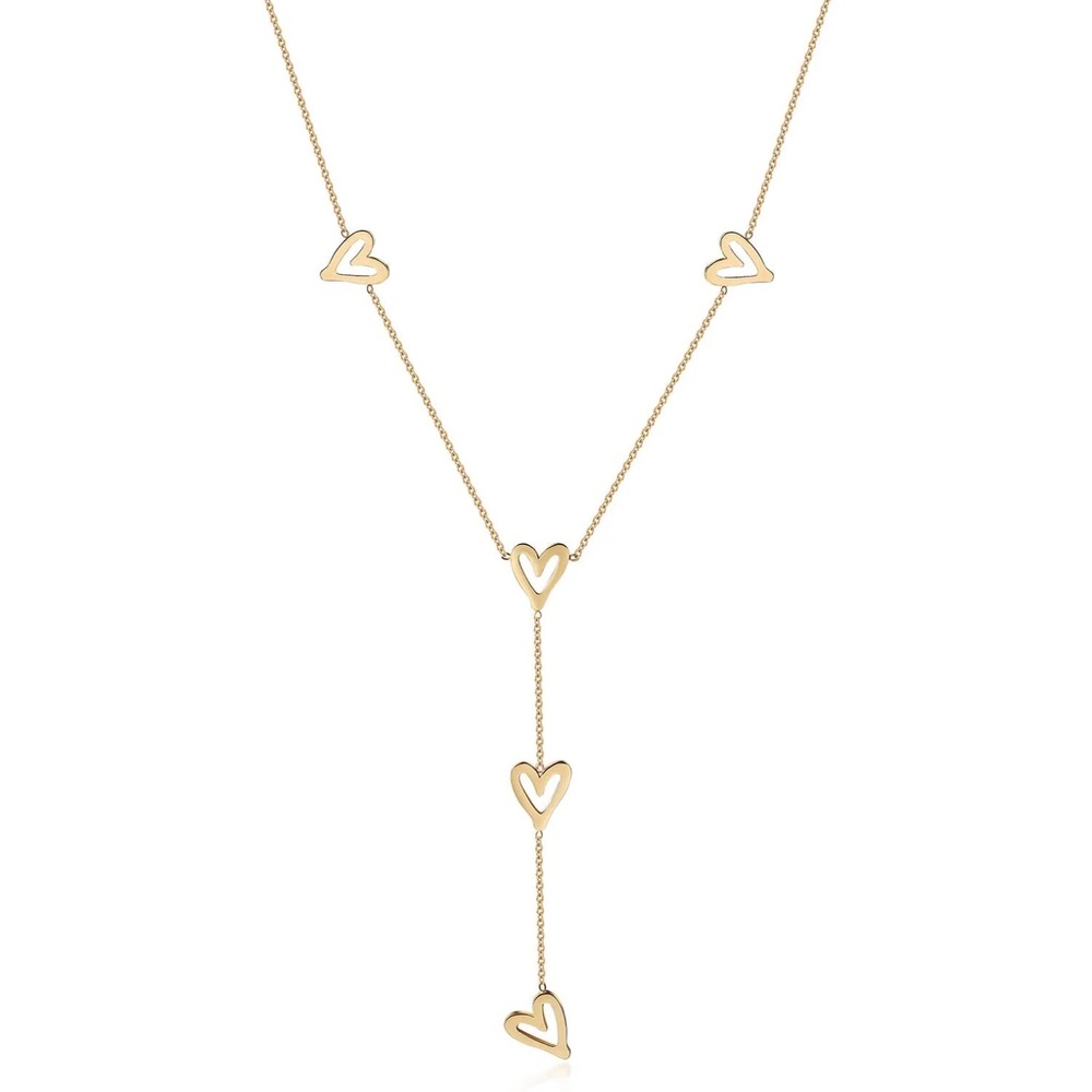 Open Heart Station Gold-Plated Lariat Necklace by La Enovesé